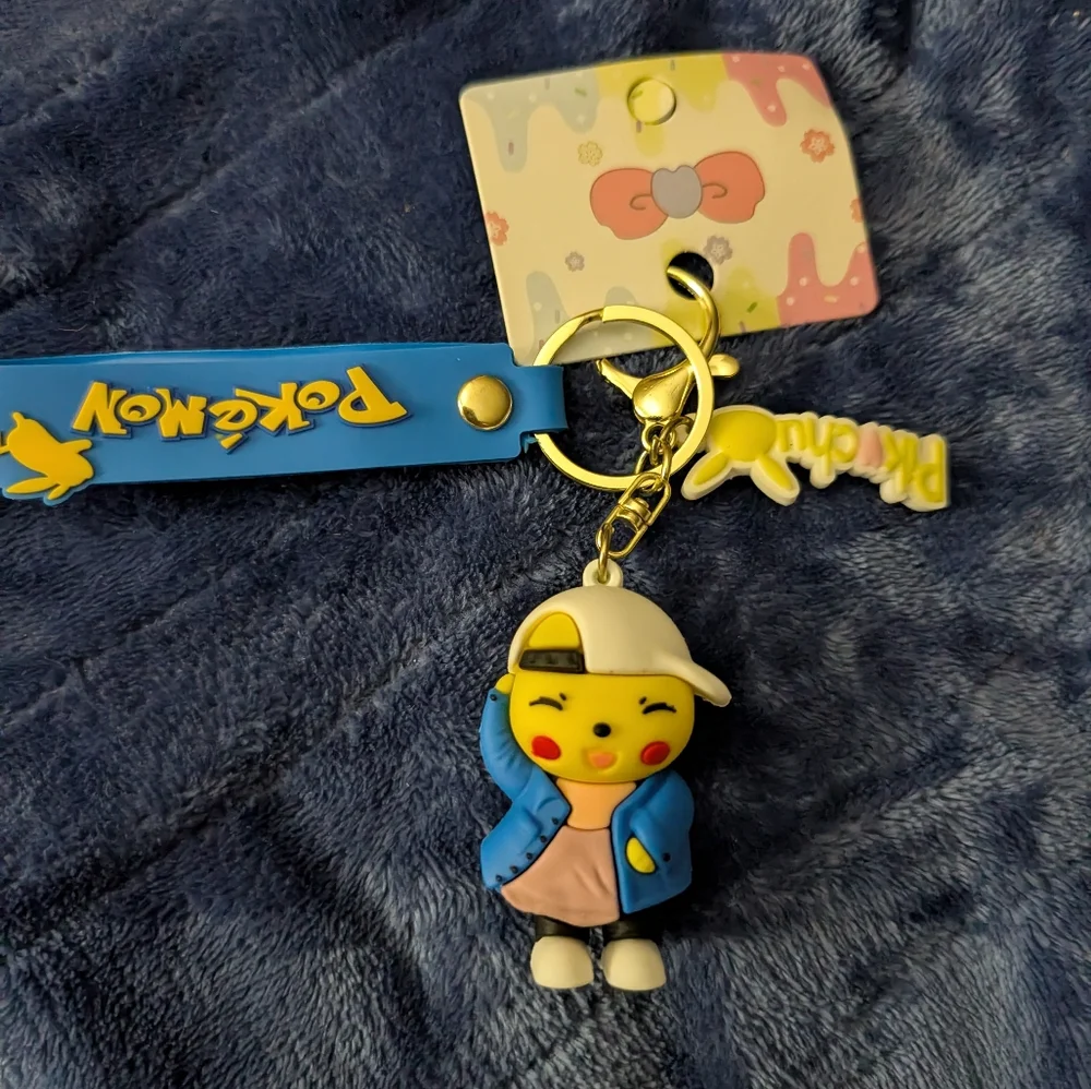 🦋 New Pokemon Pikachu Keychain with Blue Jacket
